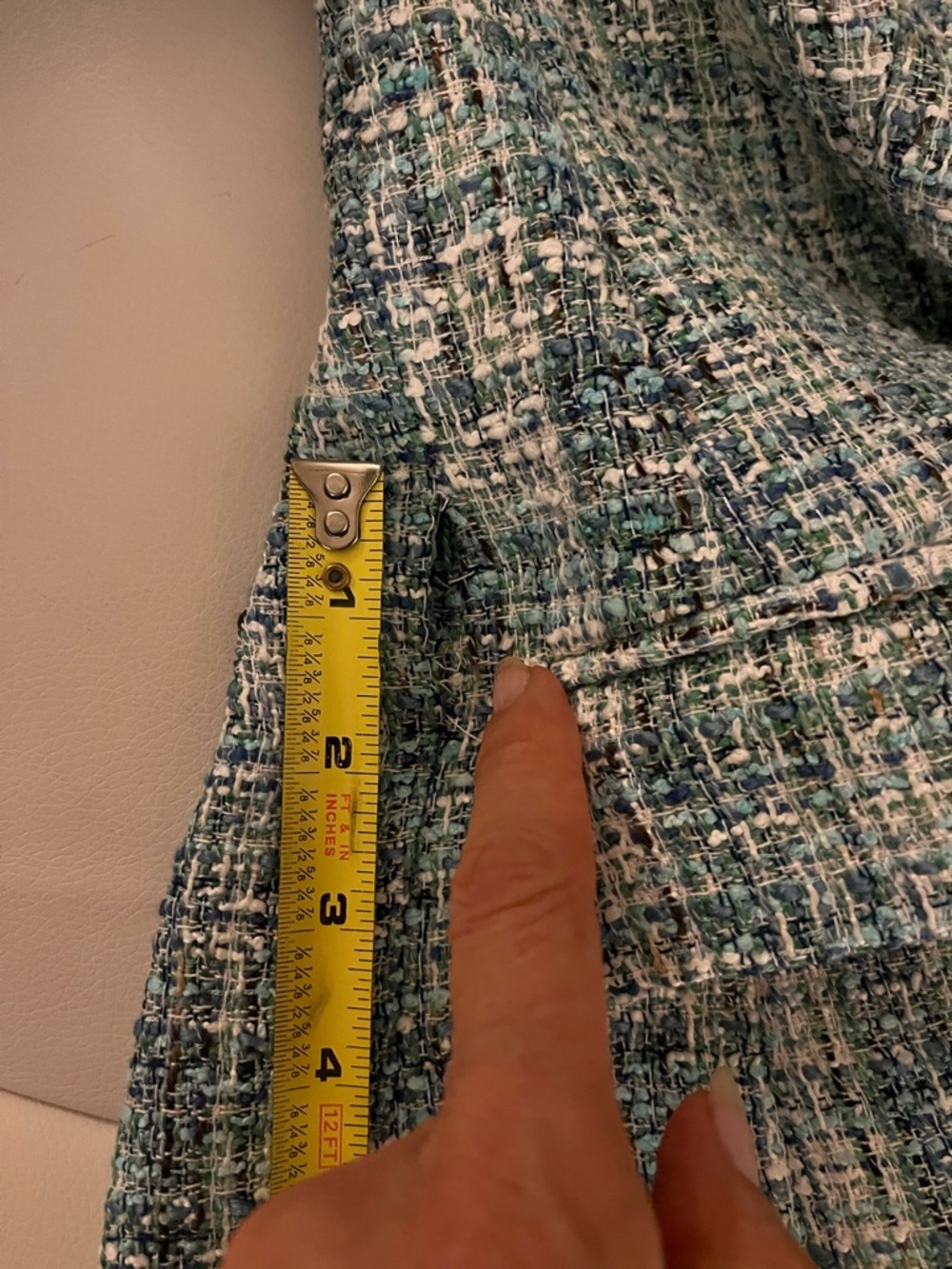 Zara Teal & White Tweed Double-Breasted Blazer - Picture 14 of 15